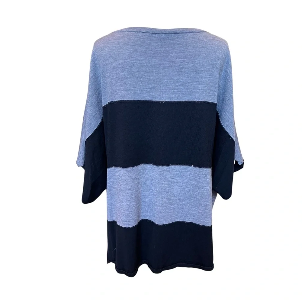 Lafayette 148 Sweater Women’s XL* Gray Black Wool Short Sleeve Boxy Soft Fall
